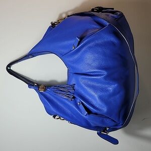Vince Camuto large royal blue leather hobo carryall handbag